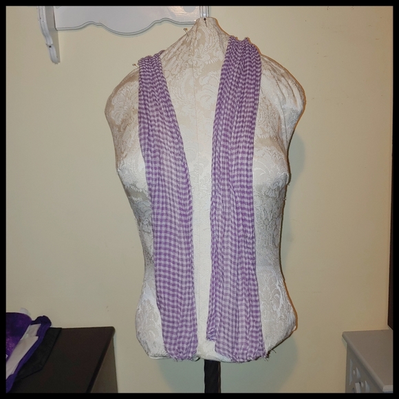 Purple and White Lightweight Gingham Scarf - Picture 1 of 3